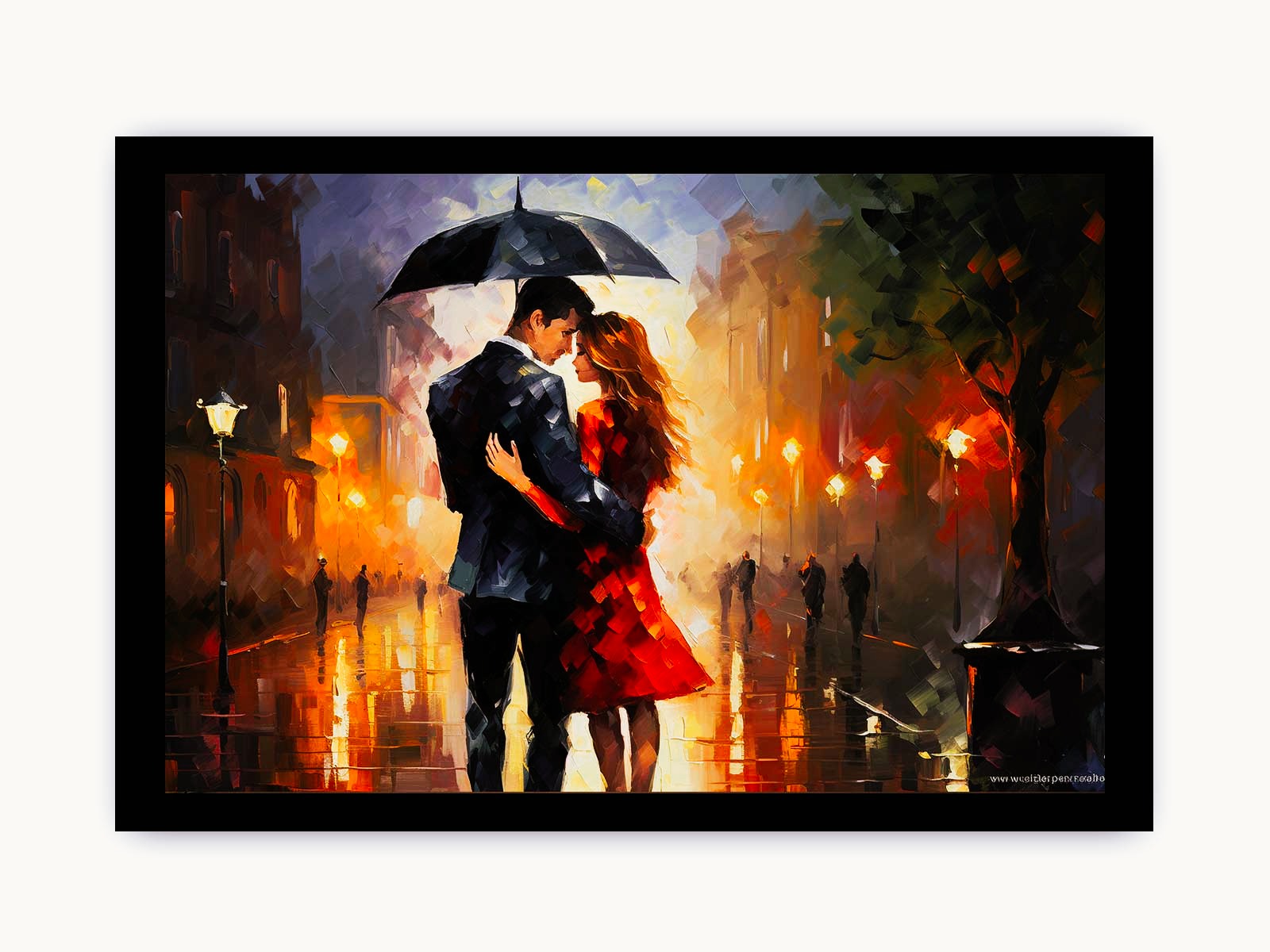 Romantic Couple Under Umbrella – Luxury Canvas Wall Art Print by Sundara Casa