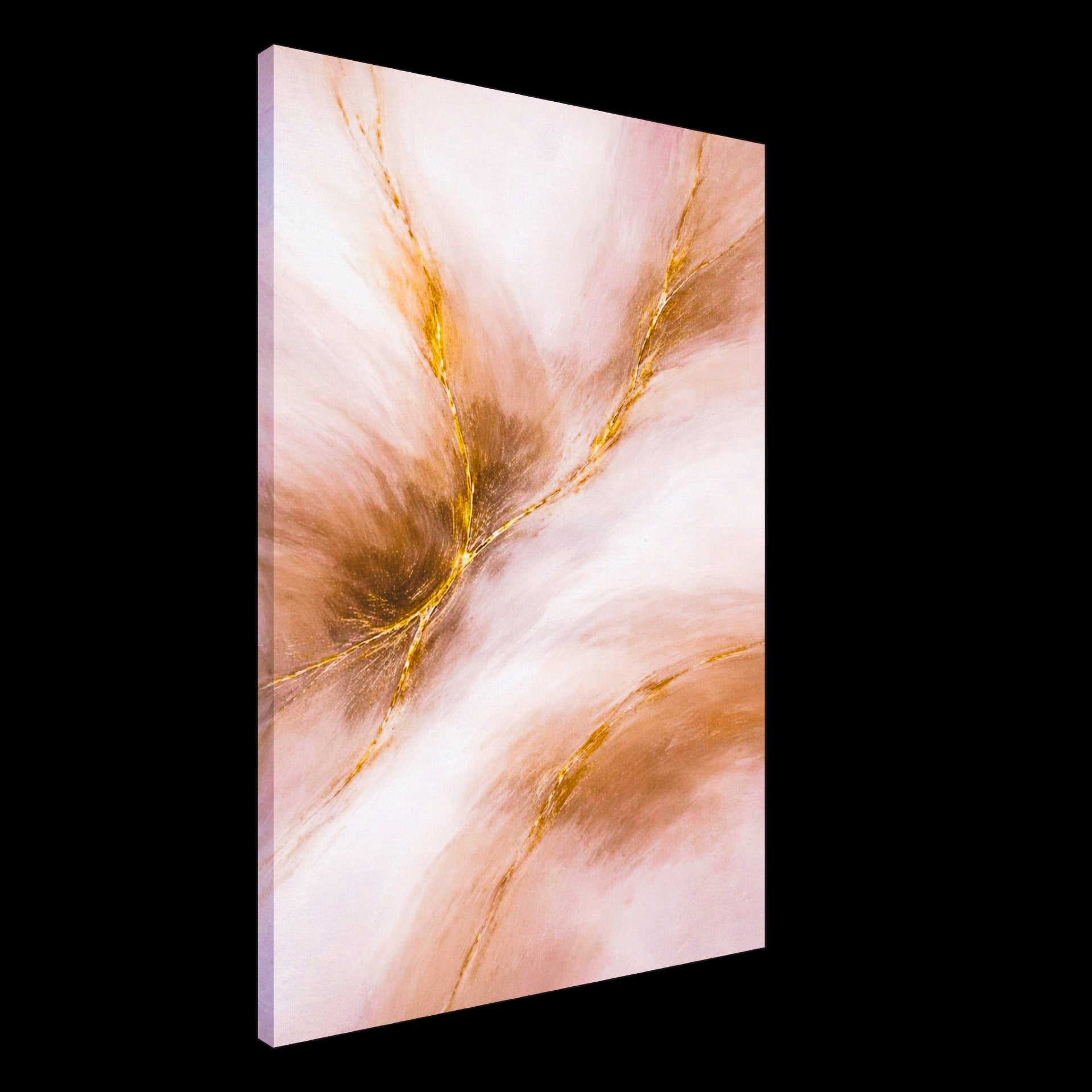 Luxury abstract canvas wall art featuring soft ivory, sand, and blush tones with subtle gold veining in a modern minimalist style