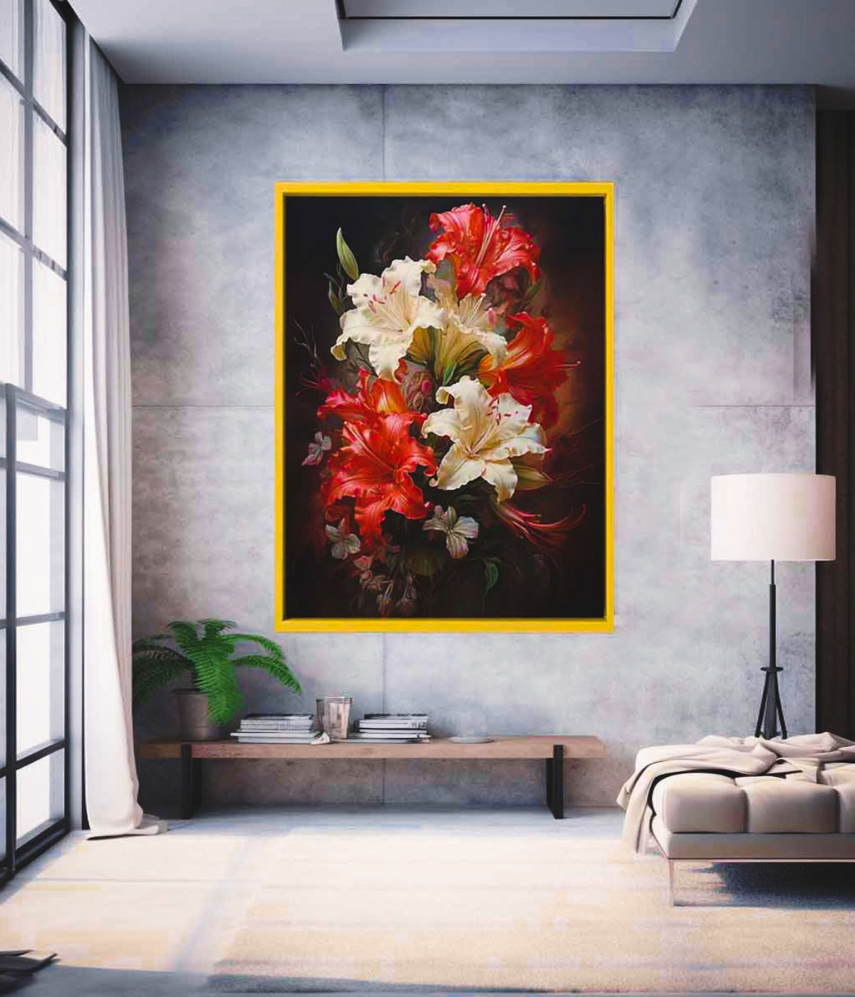 White Red Flower Canvas Art Print – Luxury Framed & Floating Frame Wall Art