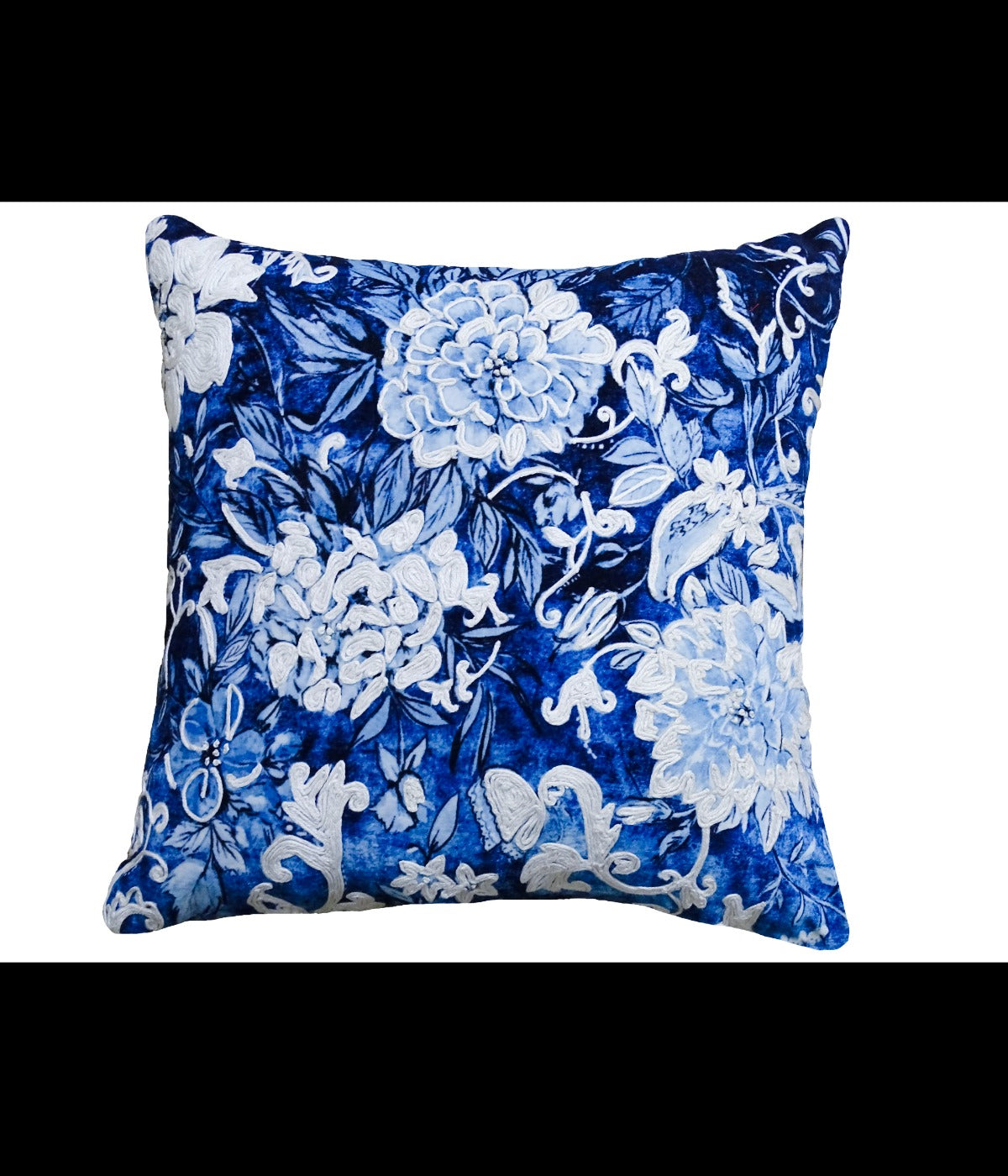 Blue & White Floral Decorative Throw Pillow Cover – Luxury Fall Collection