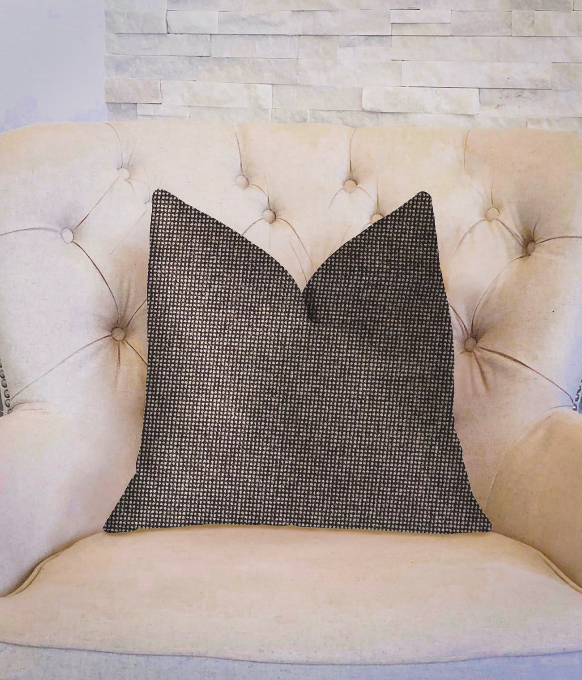 Abigail Charcoal Luxury Throw Pillow – Handcrafted Modern Textured Designer Cushion