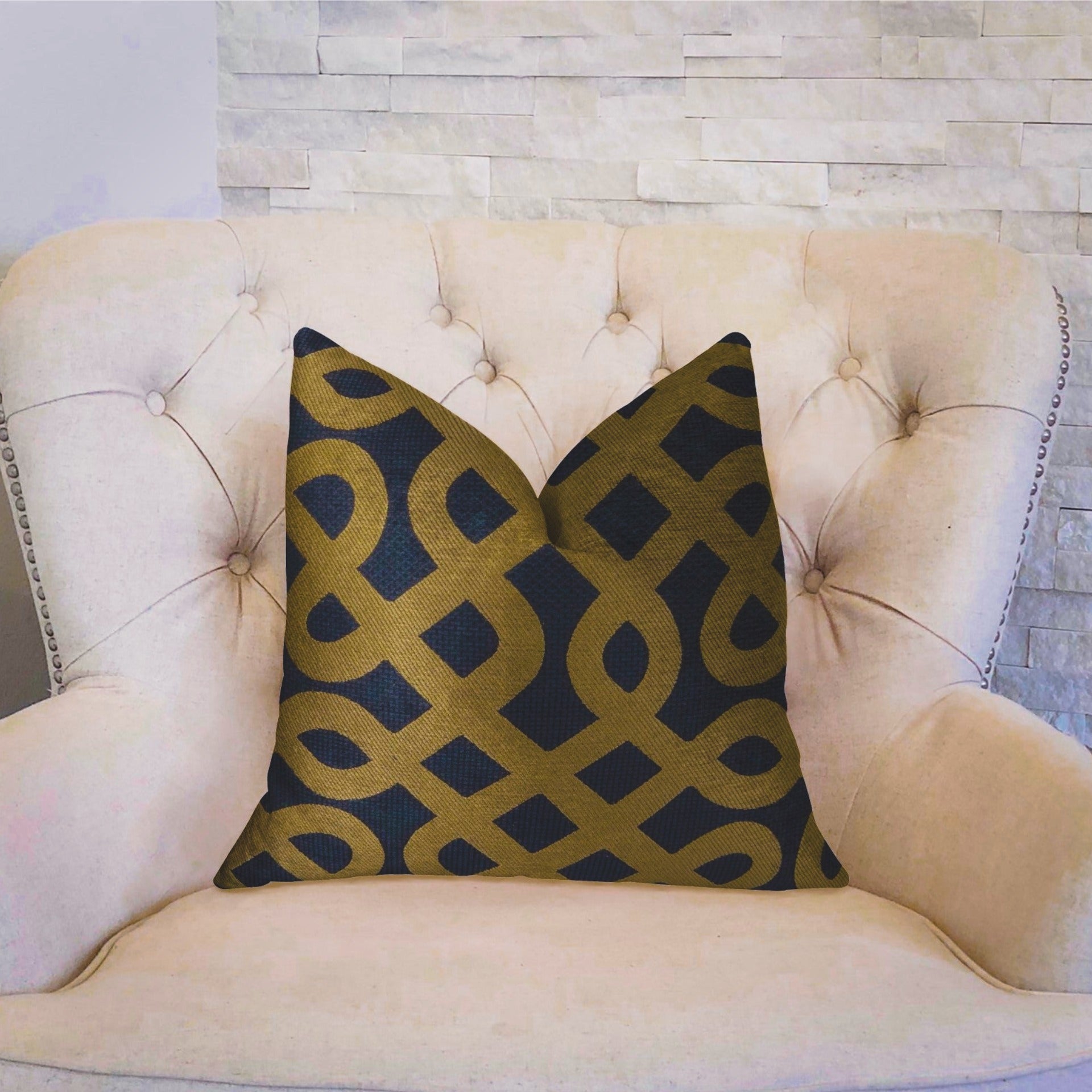Golden Bijou Luxury Throw Pillow – Black & Gold Geometric Designer Cushion | Handmade in USA | Sundara Casa