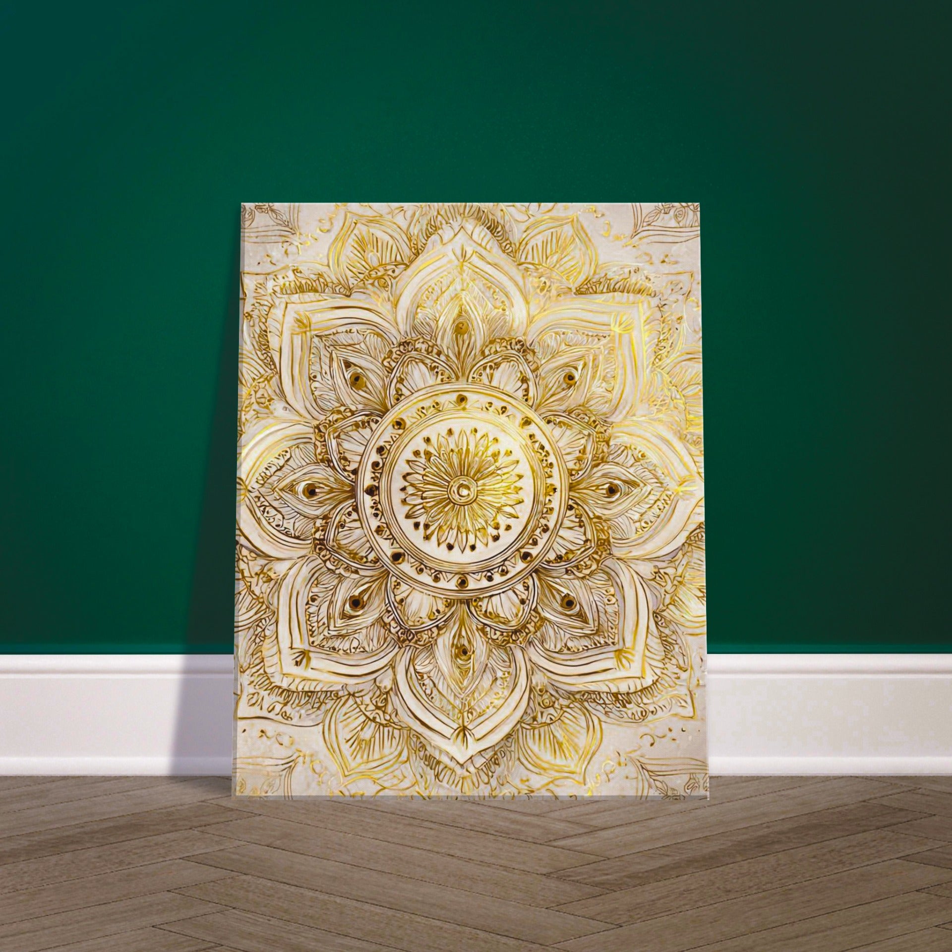 Golden Mandala Serenity – Luxury Gold Abstract Canvas Wall Art