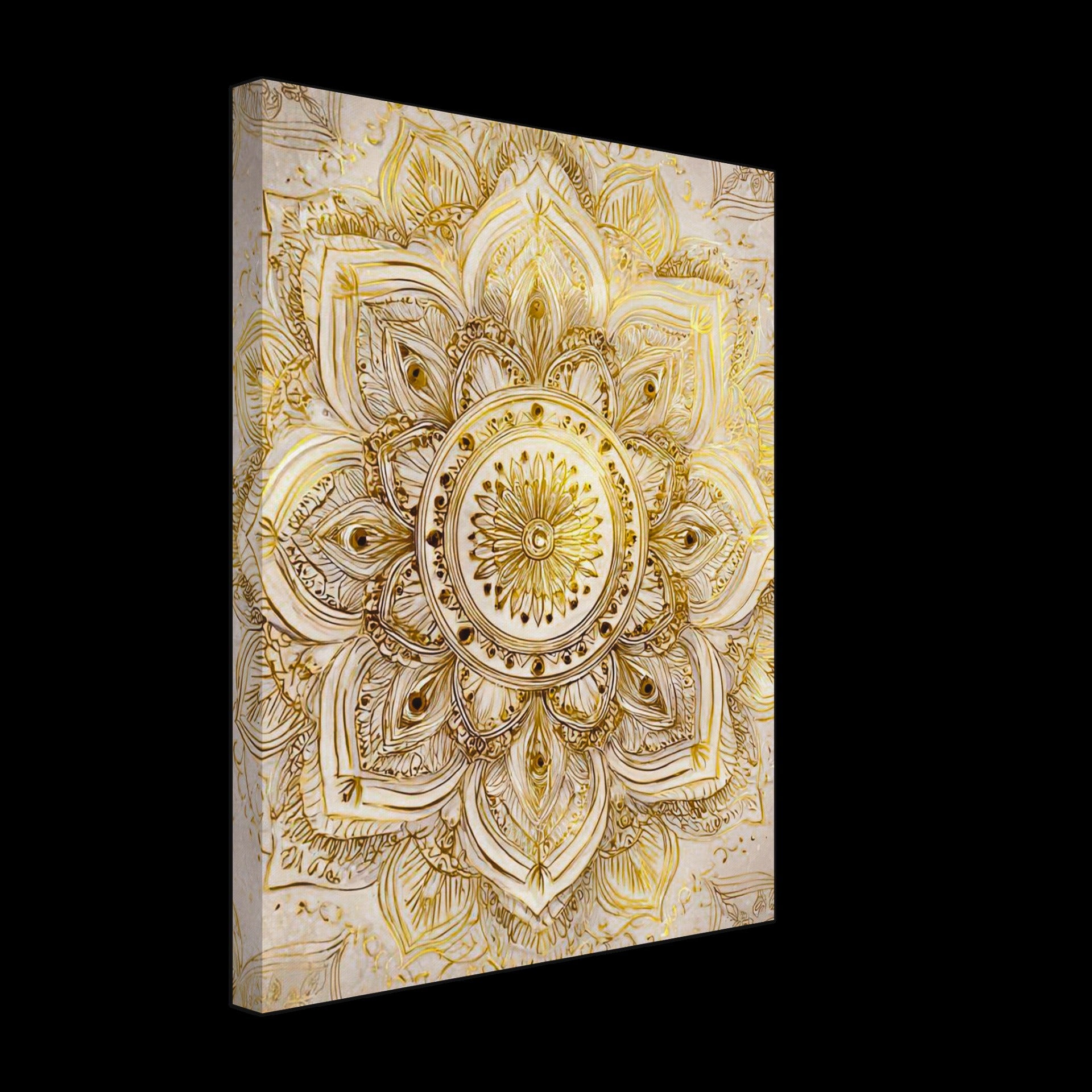 Golden Mandala Serenity luxury gold abstract canvas wall art in elegant neutral tones